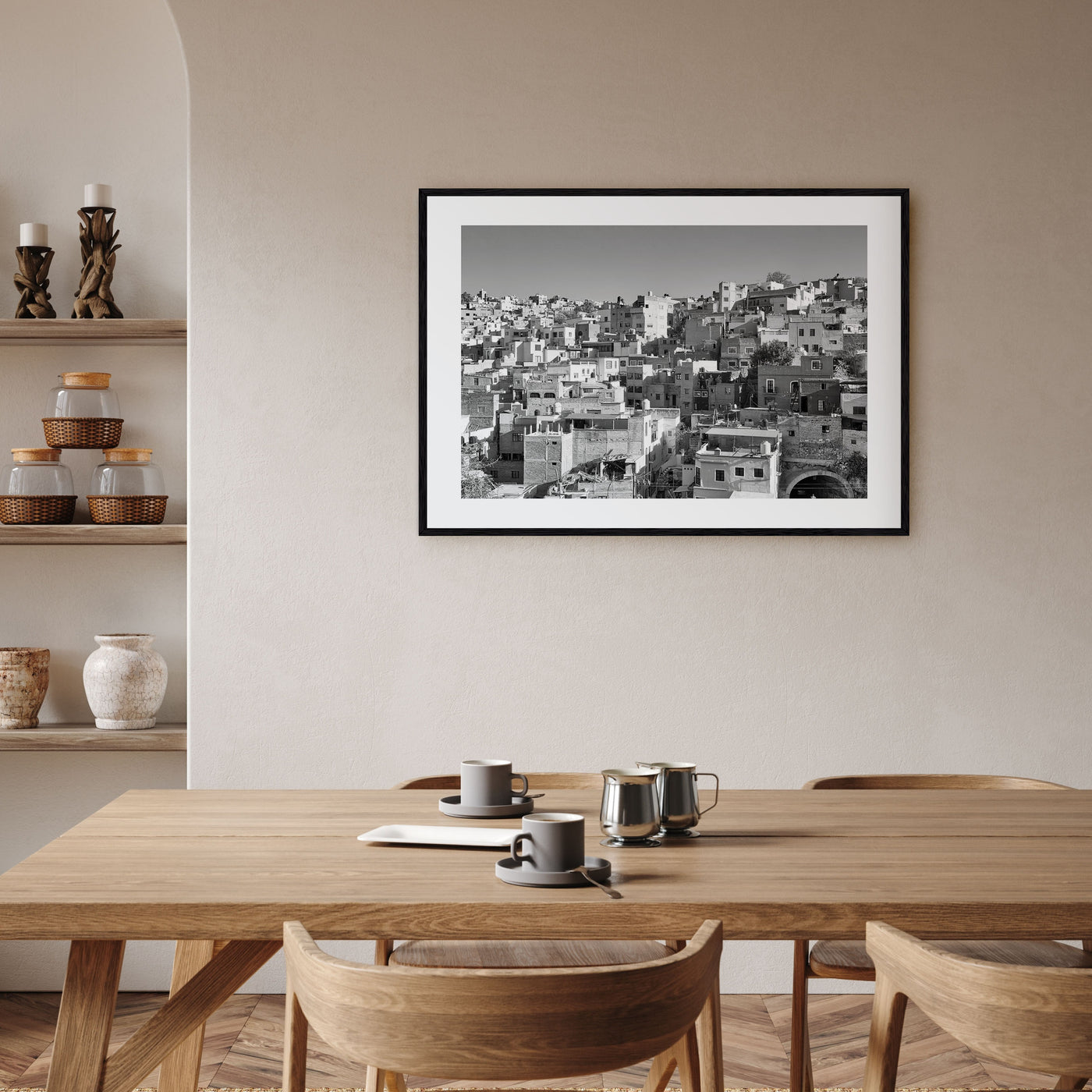 Guanajuato City Landscape B&W Poster