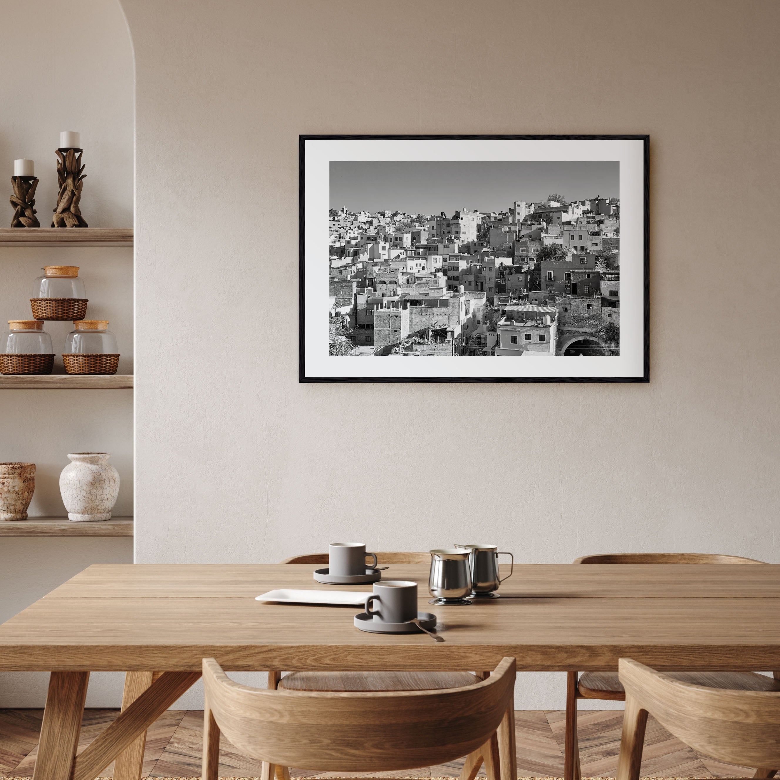 Guanajuato City Landscape B&W Poster