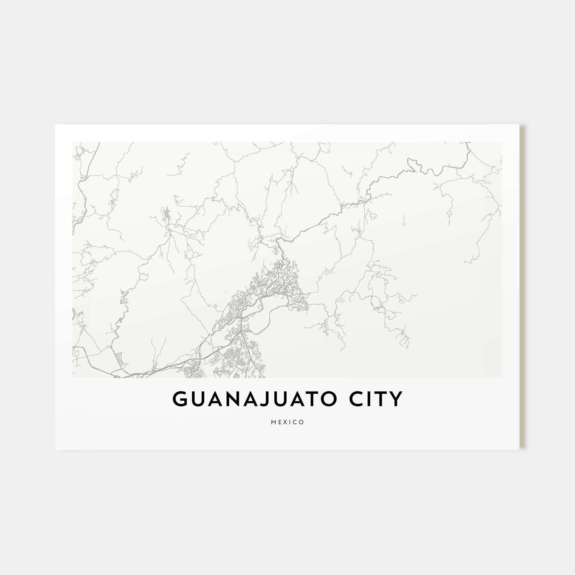 Guanajuato City Map Landscape Poster