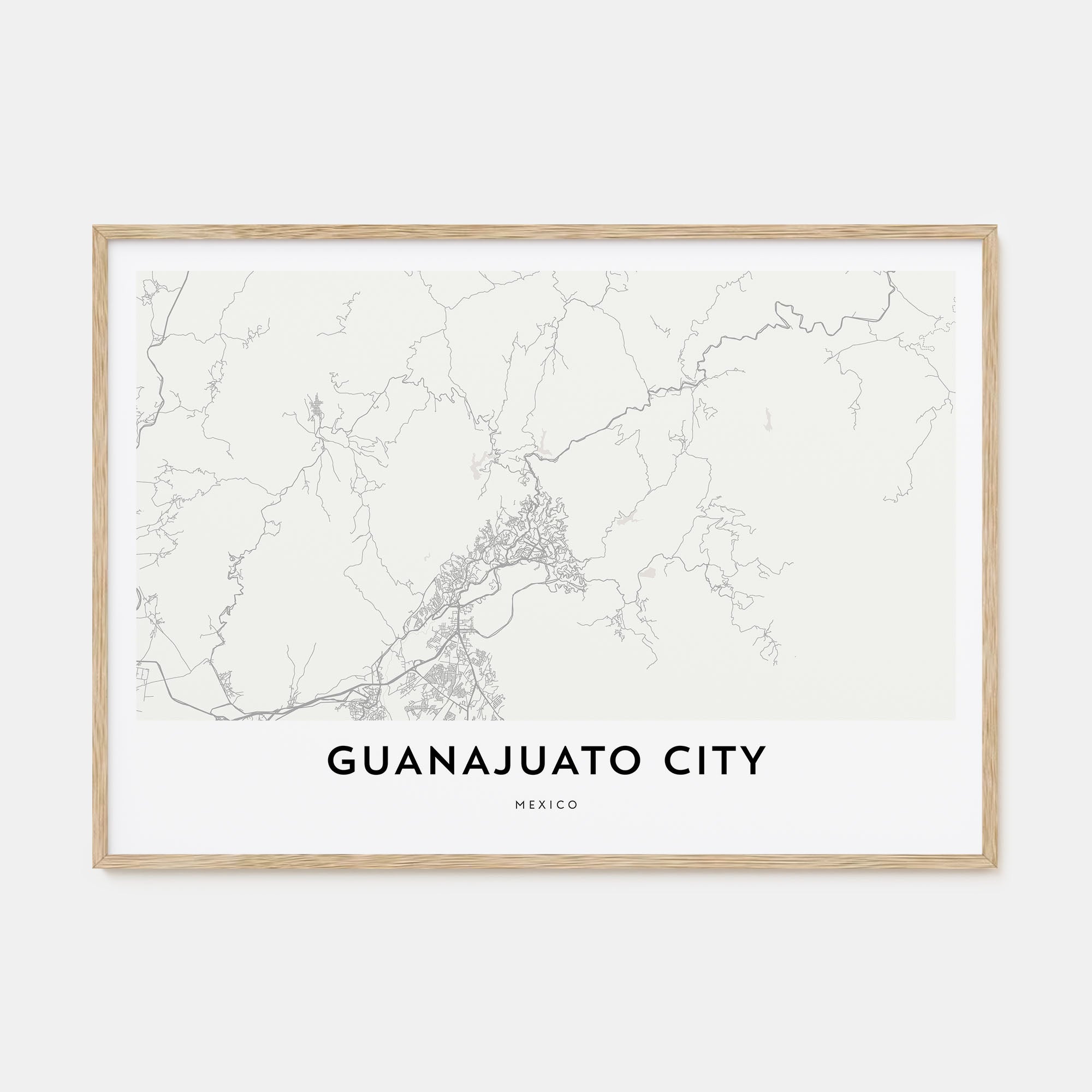 Guanajuato City Map Landscape Poster