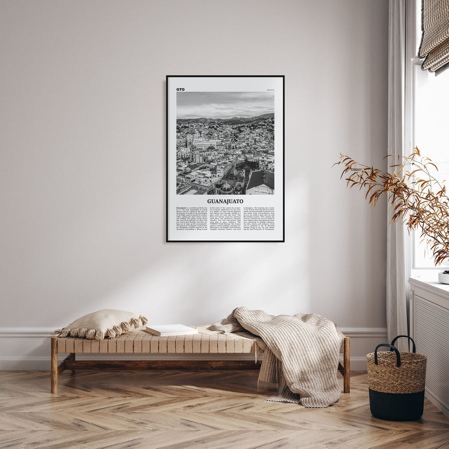 Guanajuato City Travel B&W Poster