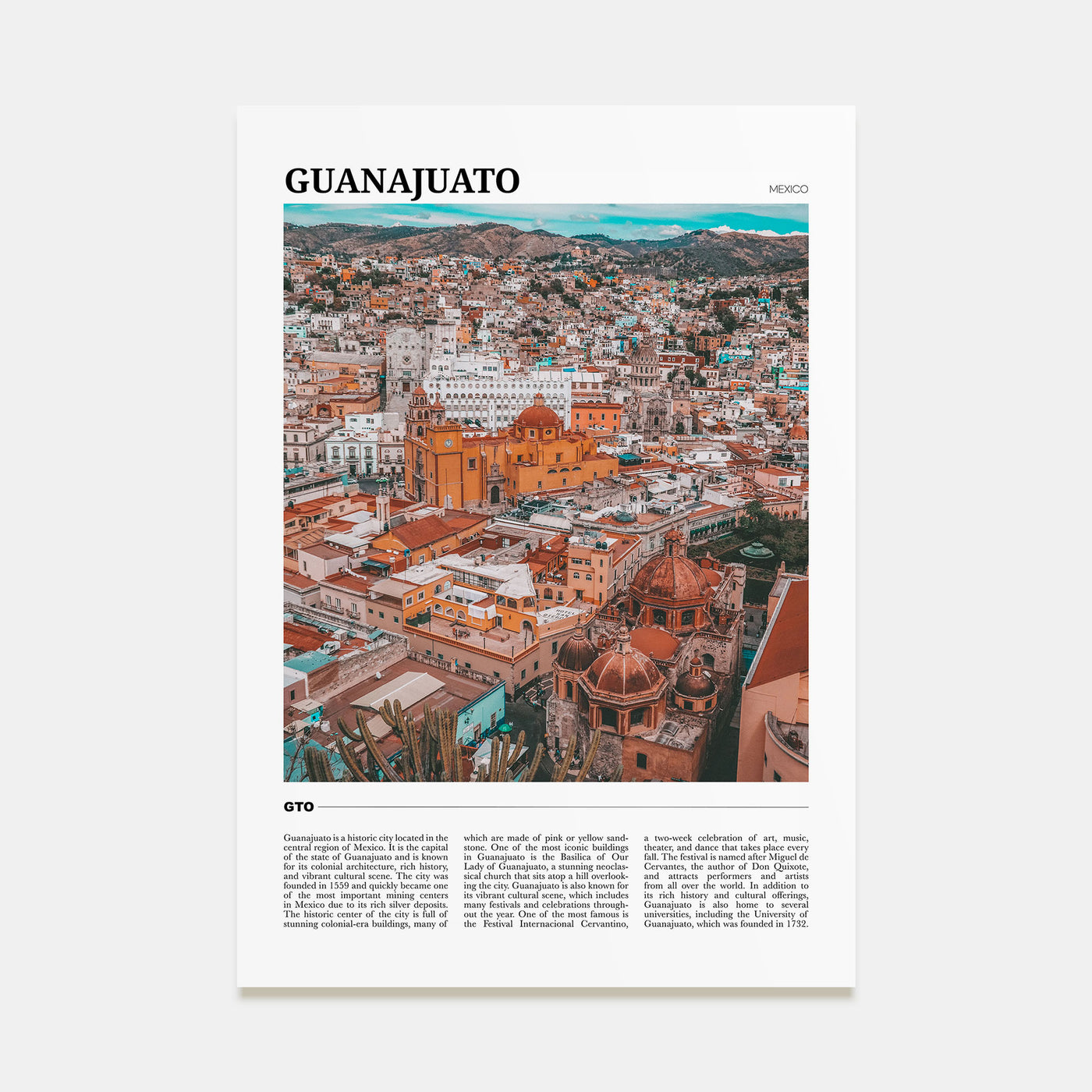 Guanajuato City Travel Color Poster