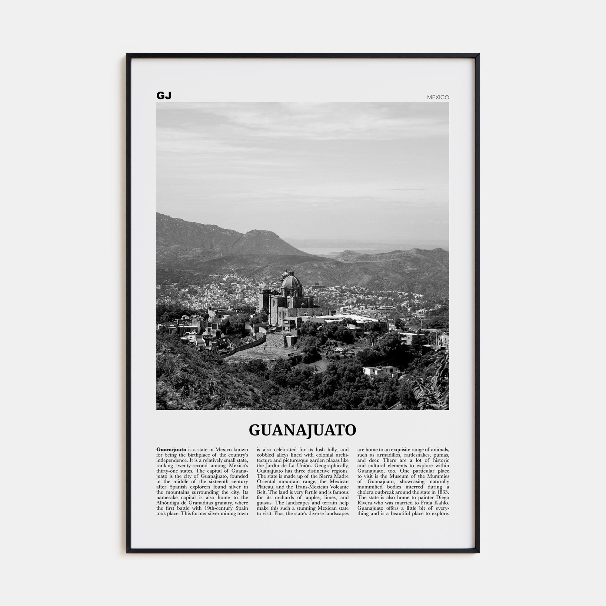 Guanajuato (State) Travel B&W Poster