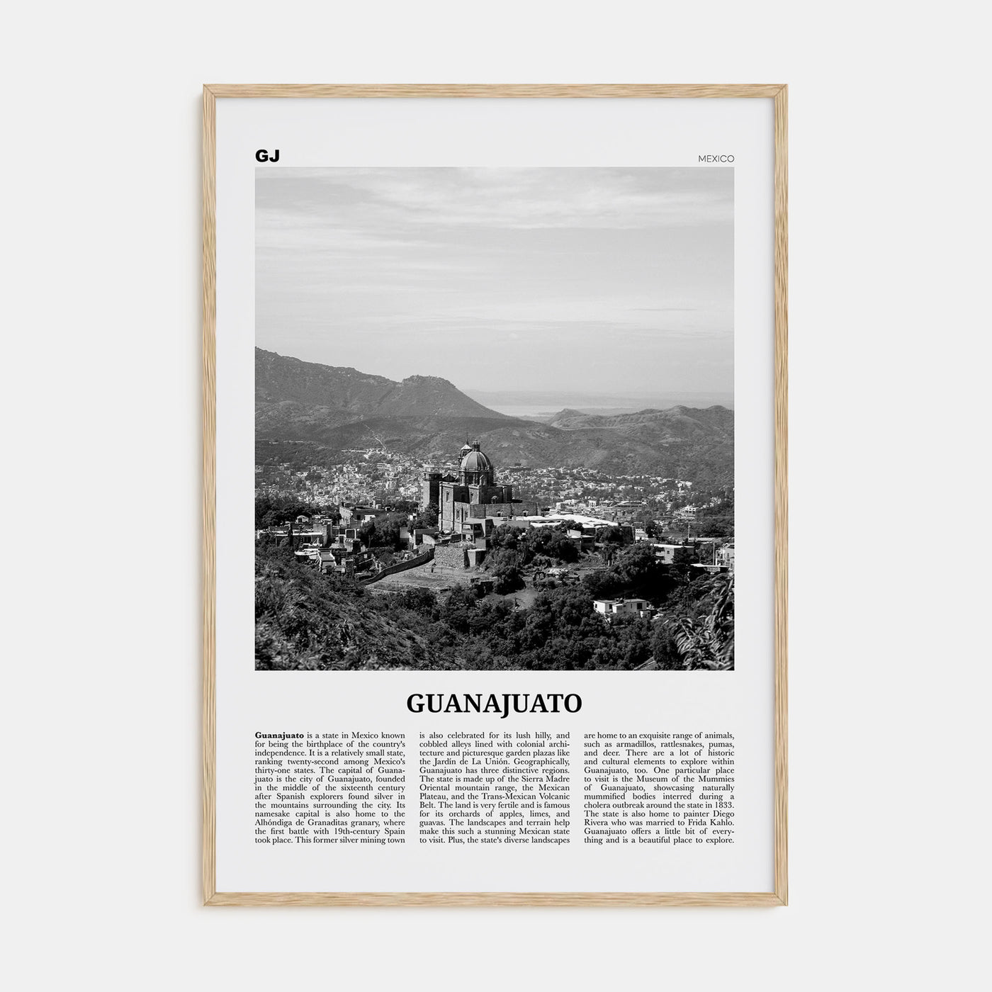 Guanajuato (State) Travel B&W Poster