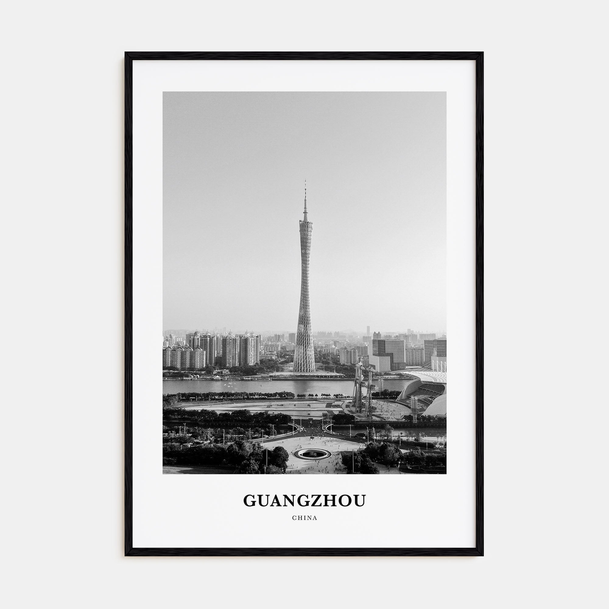 Guangzhou Portrait B&W Poster