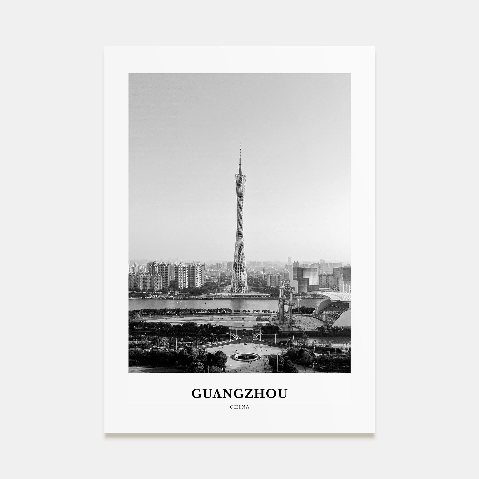 Guangzhou Portrait B&W Poster