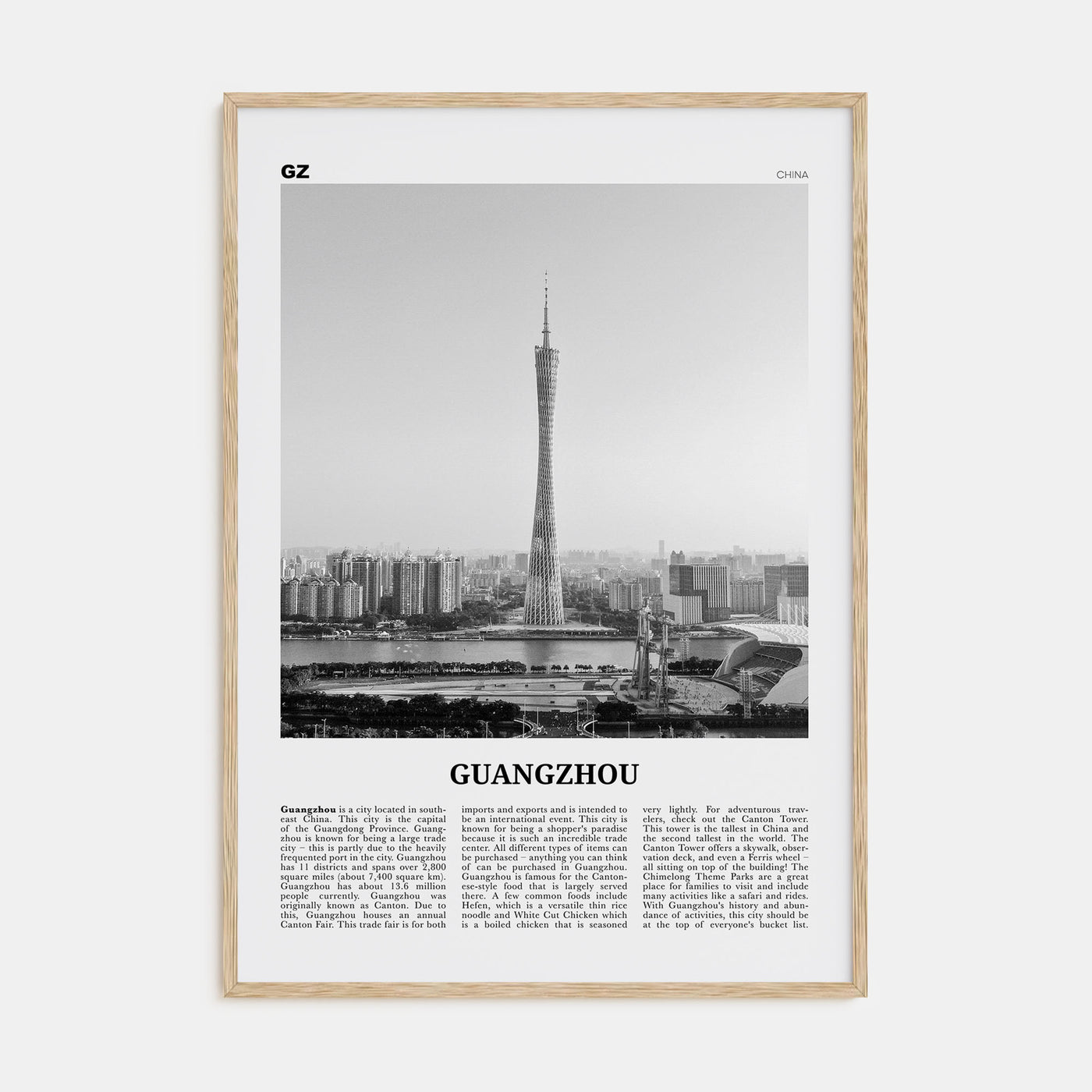 Guangzhou Travel B&W Poster