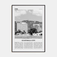 Guatemala City Travel B&W Poster