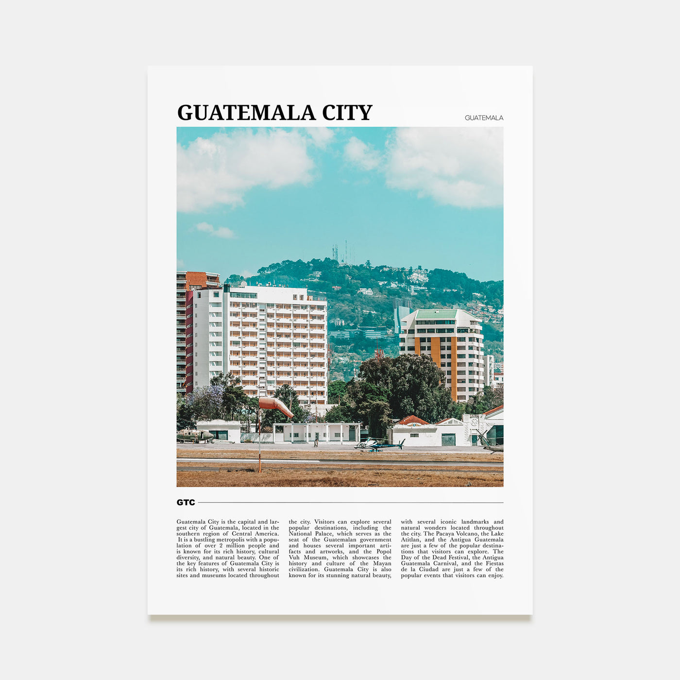 Guatemala City Travel Color Poster