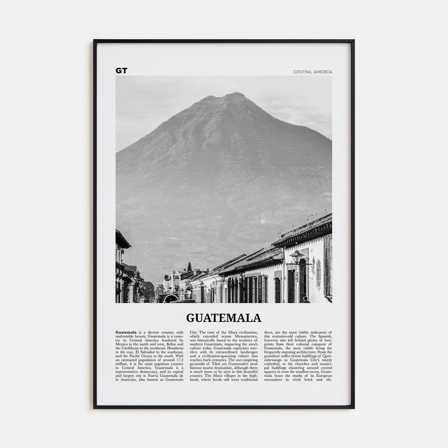 Guatemala Travel B&W No 1 Poster