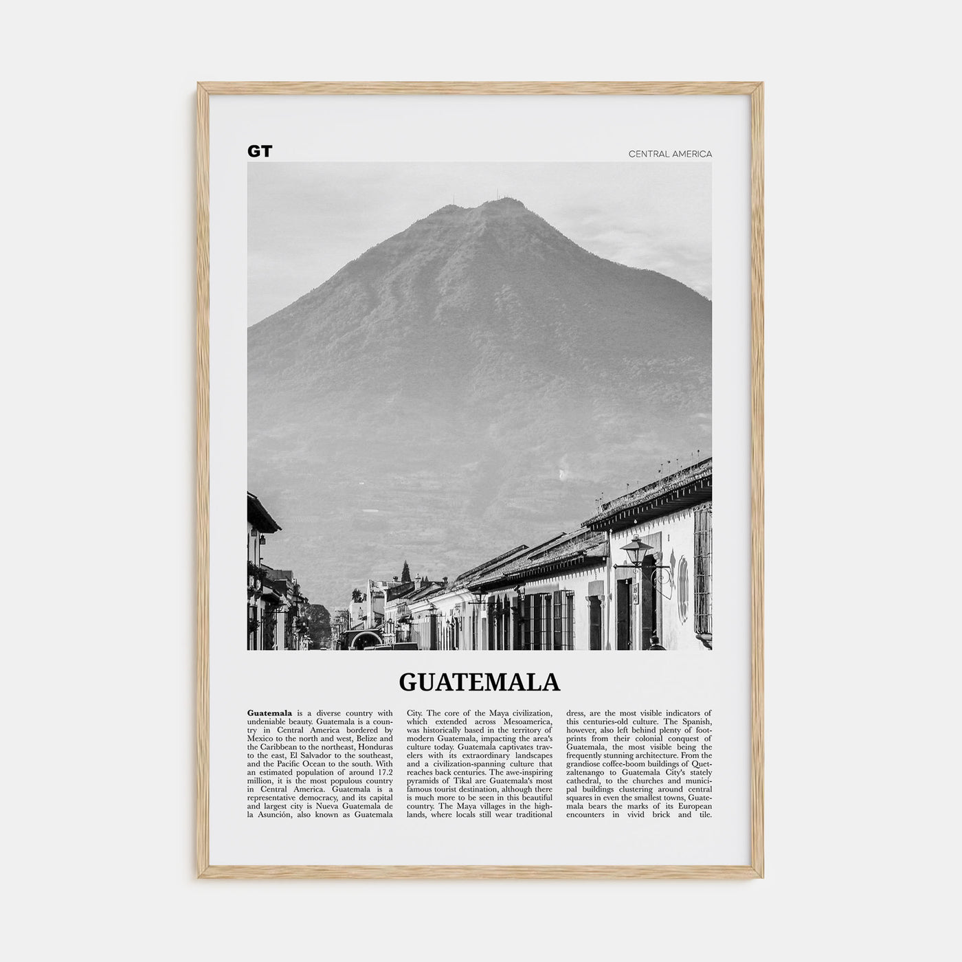 Guatemala Travel B&W No 1 Poster