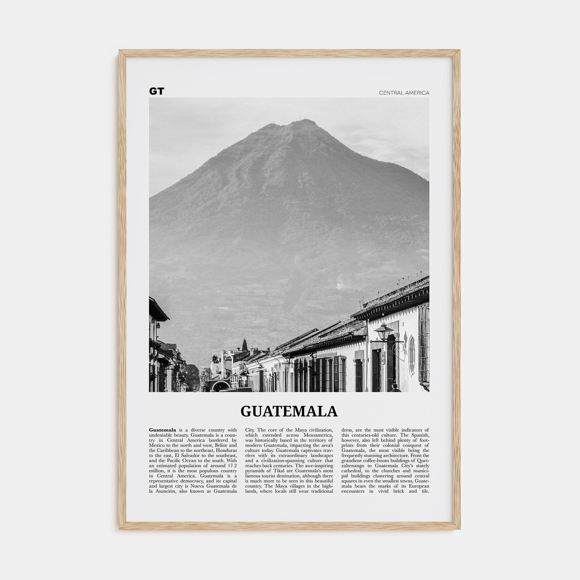 Guatemala Travel B&W No 1 Poster
