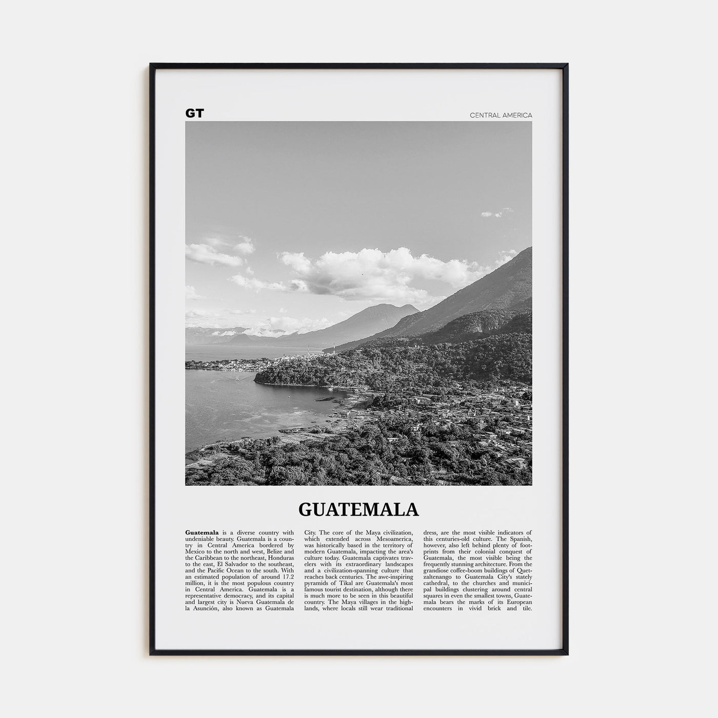 Guatemala Travel B&W No 2 Poster