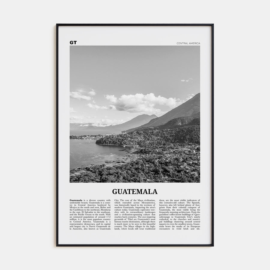 Guatemala Travel B&W No 2 Poster