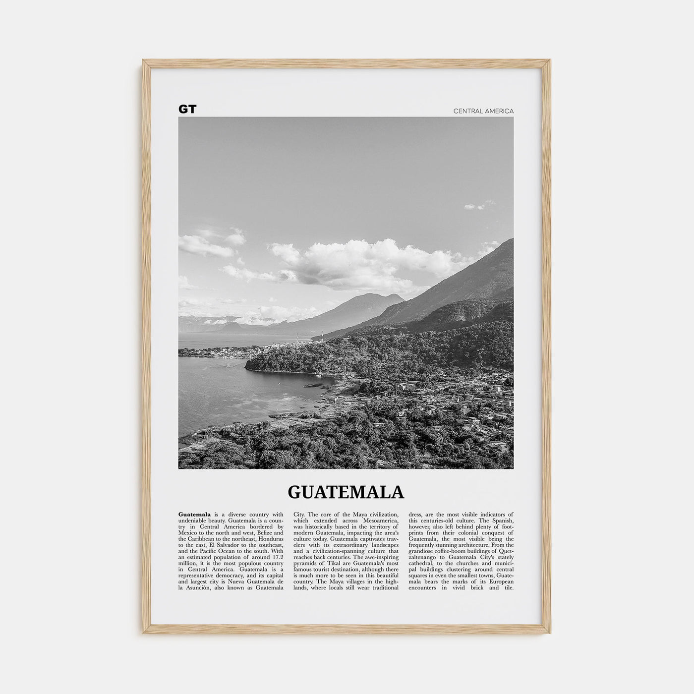 Guatemala Travel B&W No 2 Poster
