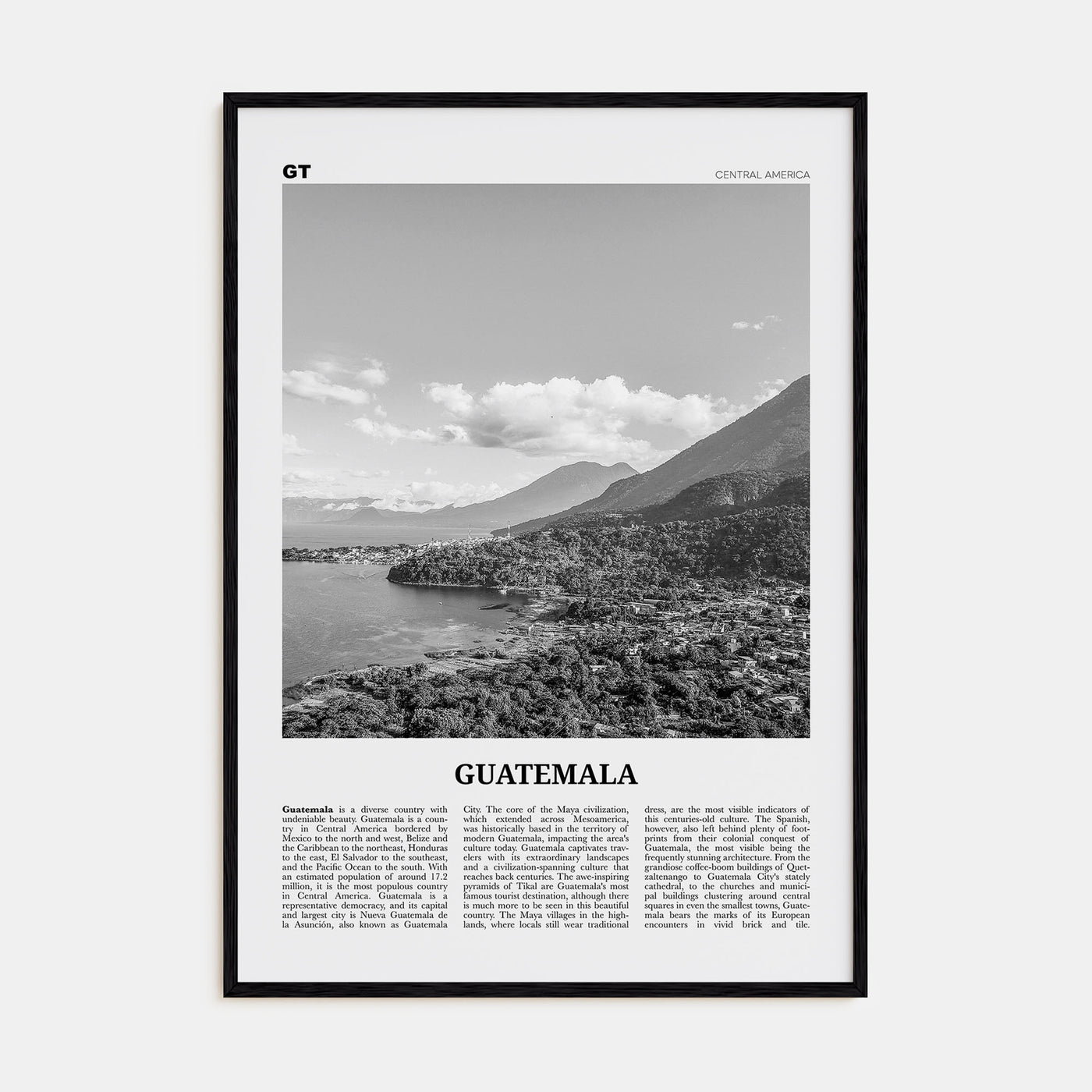 Guatemala Travel B&W No 2 Poster