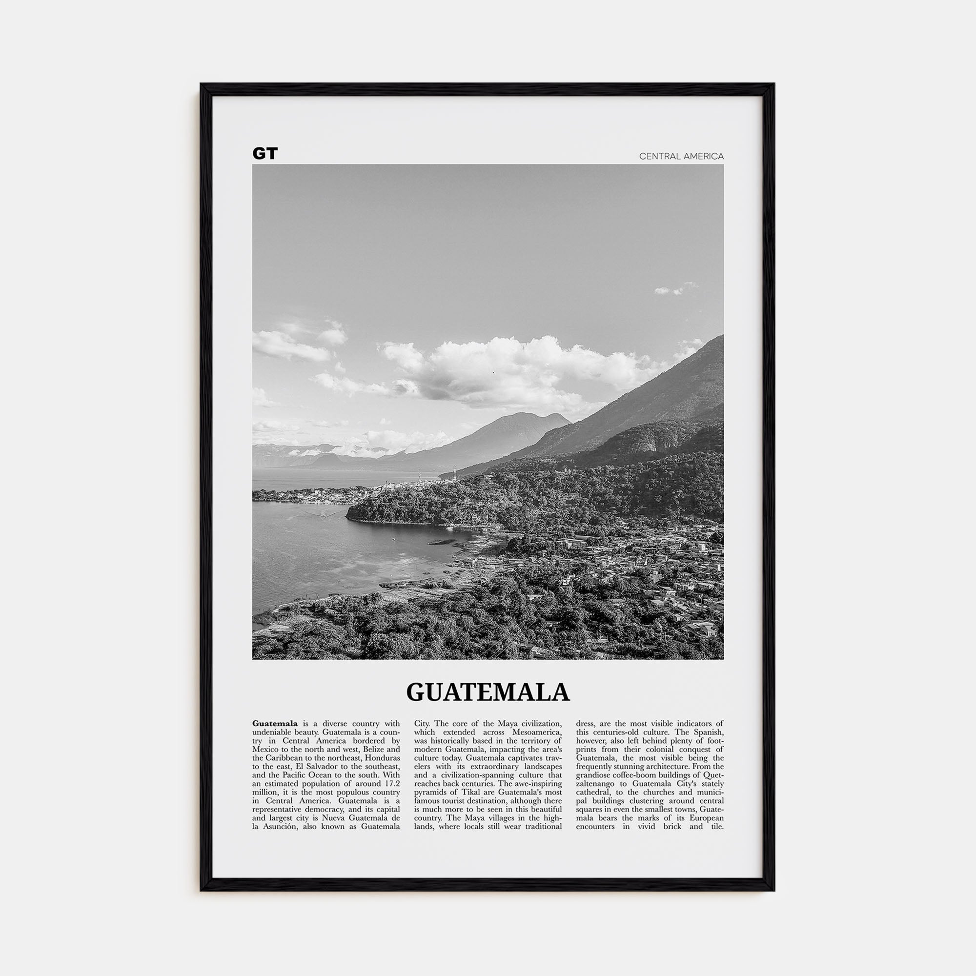 Guatemala Travel B&W No 2 Poster
