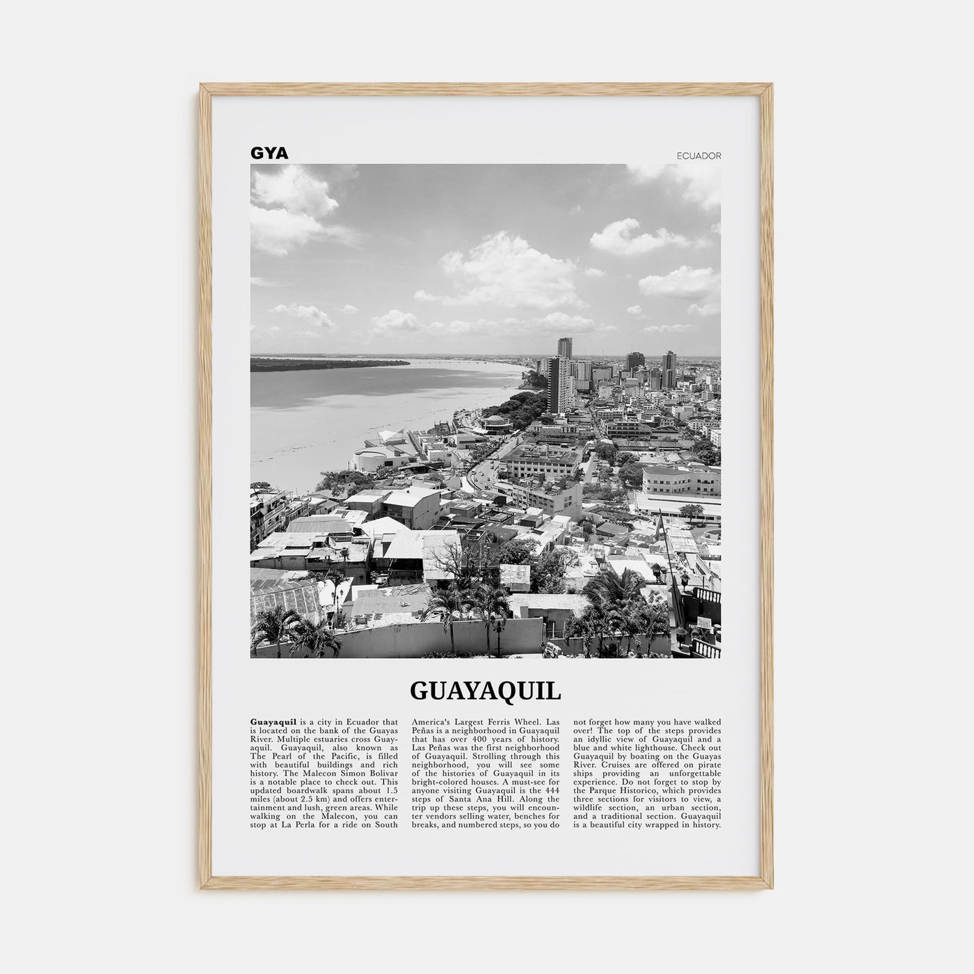 Guayaquil Travel B&W Poster