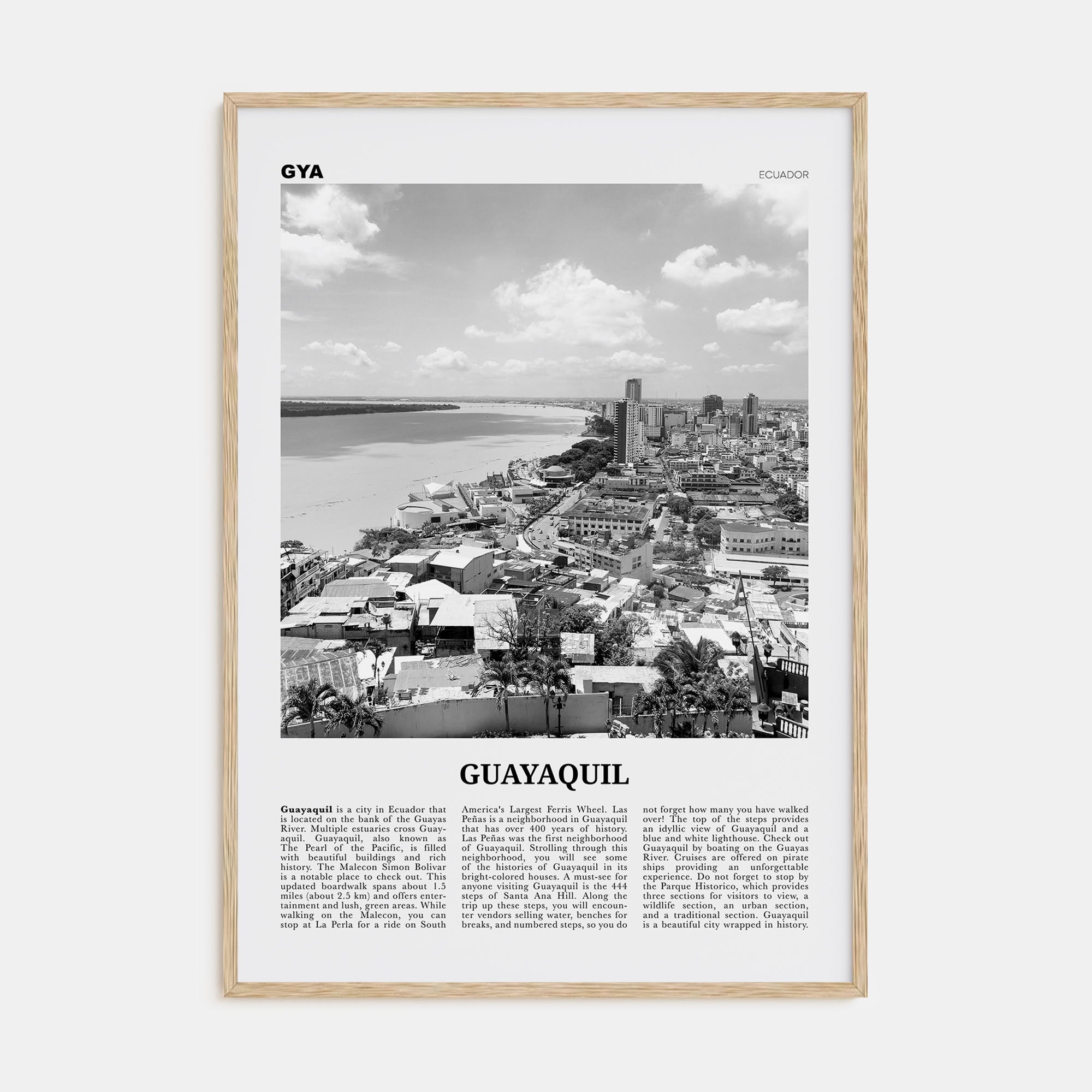 Guayaquil Travel B&W Poster