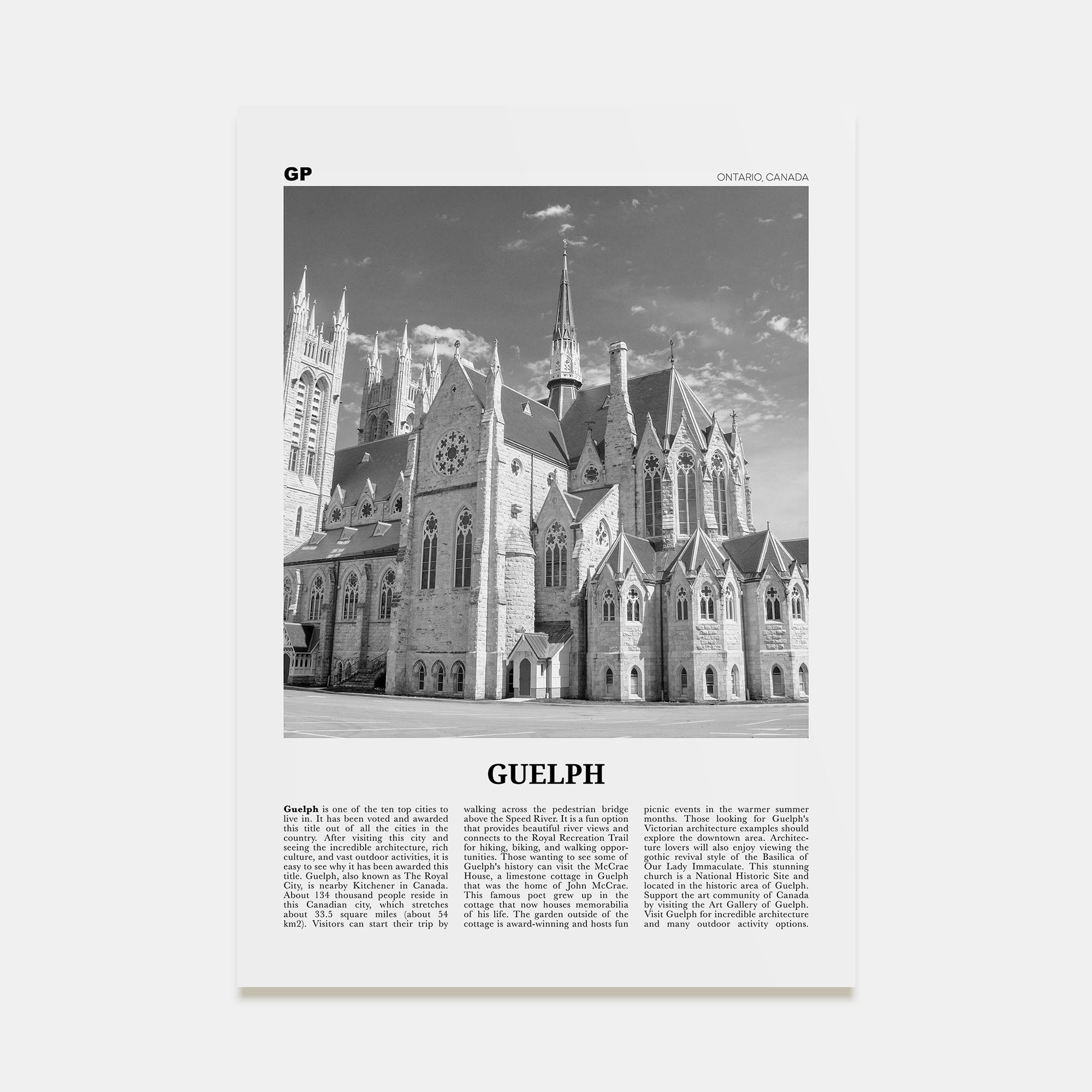 Guelph Travel B&W Poster