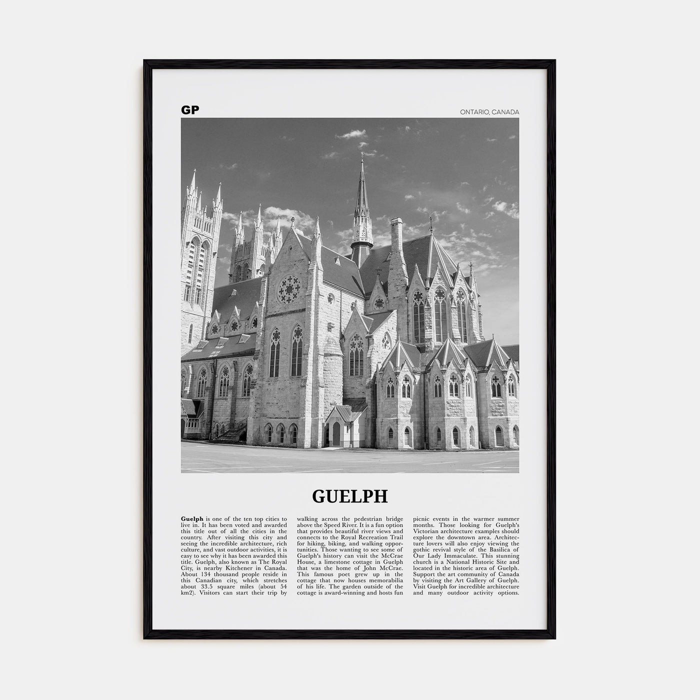 Guelph Travel B&W Poster