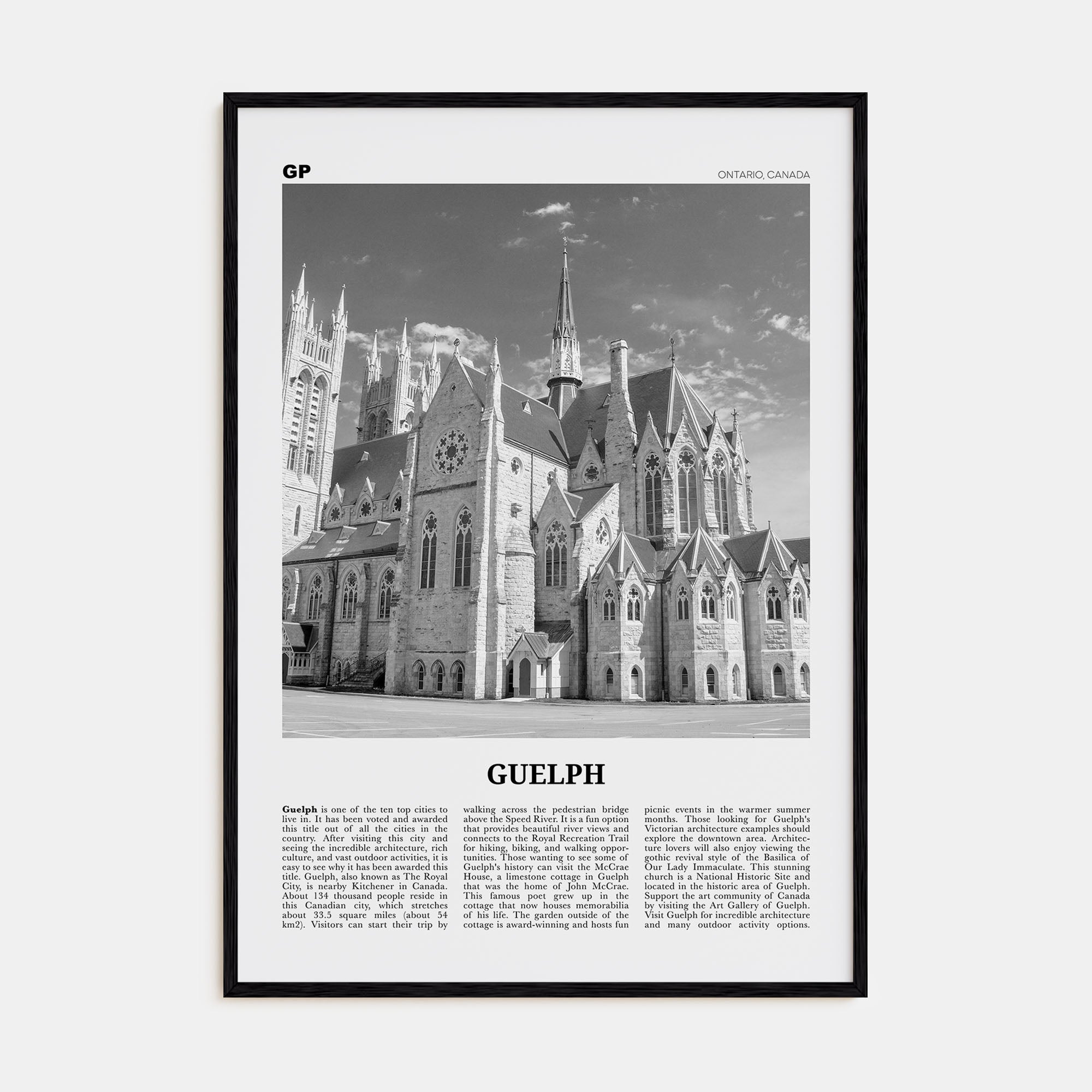 Guelph Travel B&W Poster