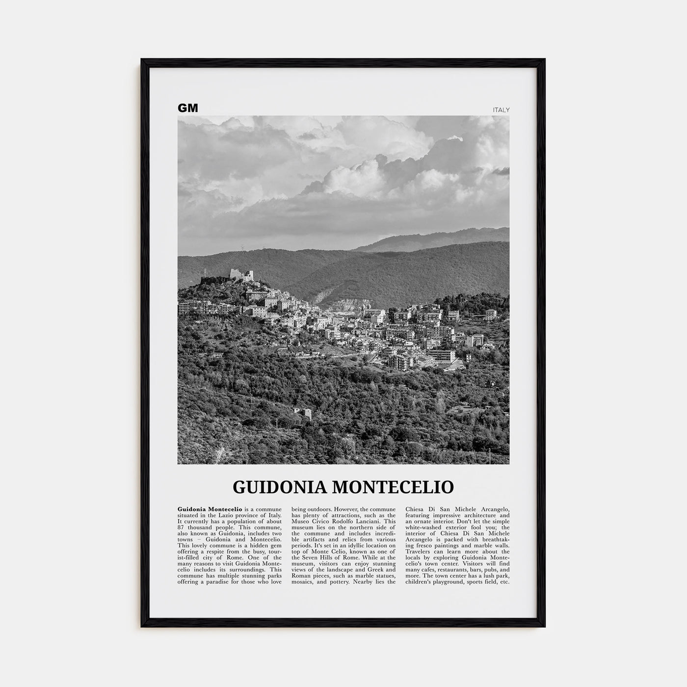 Guidonia Montecelio Travel B&W Poster