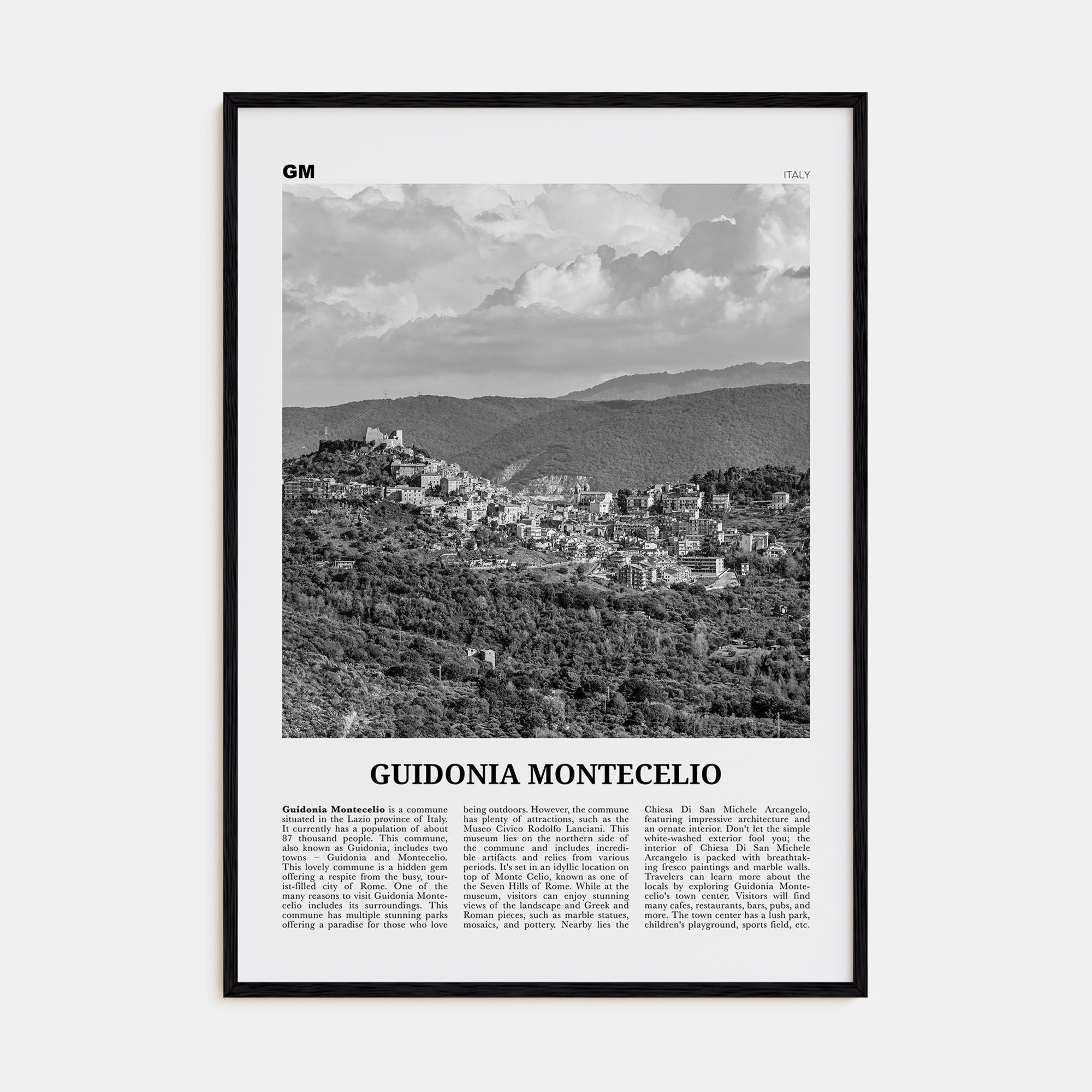 Guidonia Montecelio Travel B&W Poster
