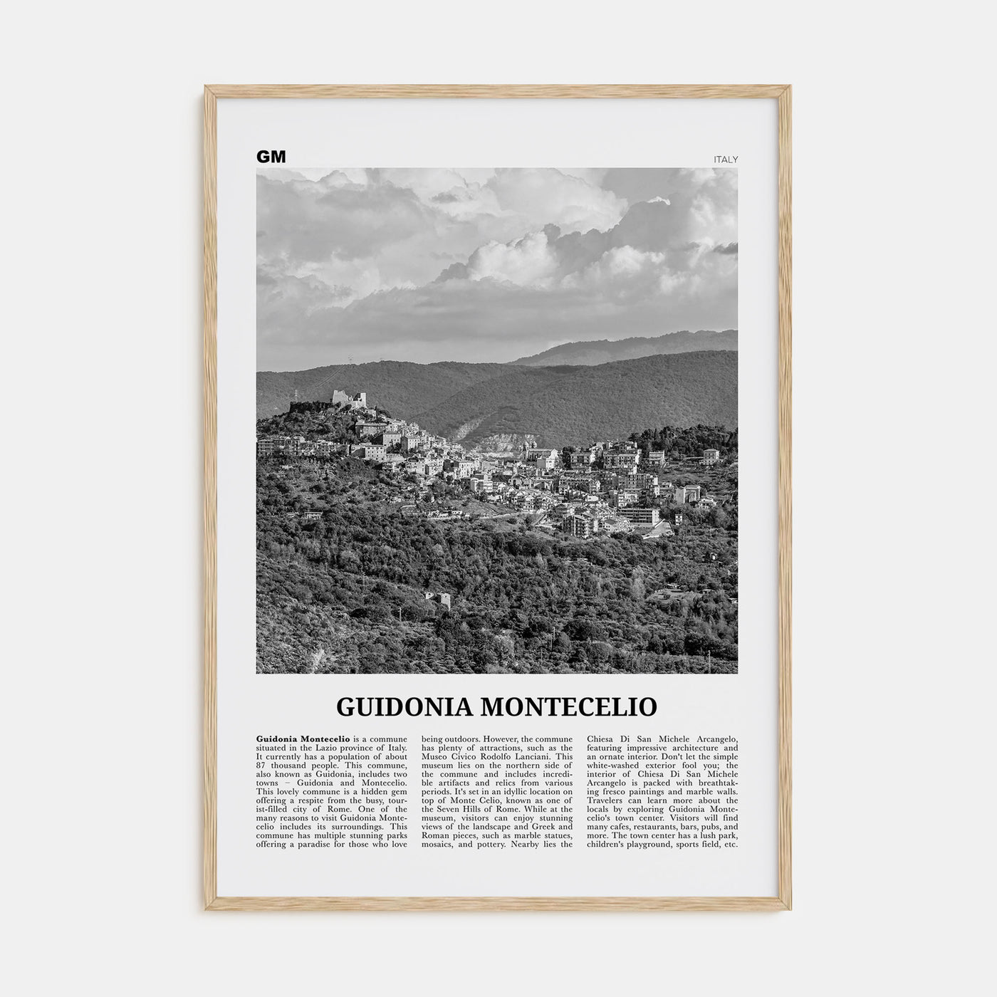 Guidonia Montecelio Travel B&W Poster