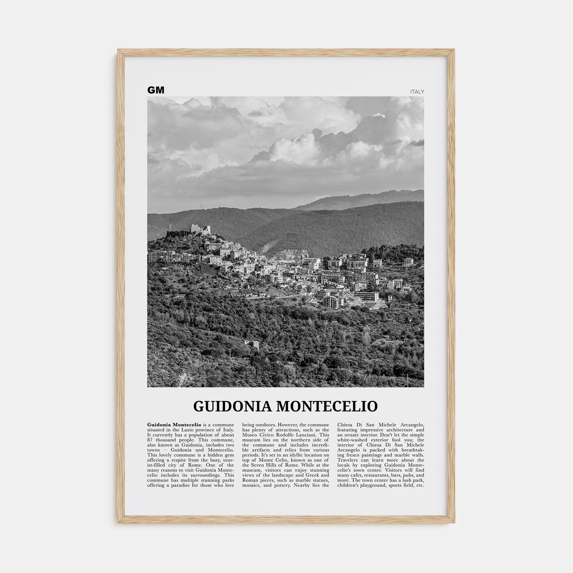 Guidonia Montecelio Travel B&W Poster