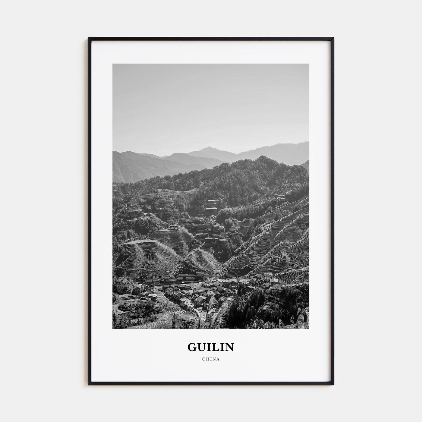 Guilin Portrait B&W Poster