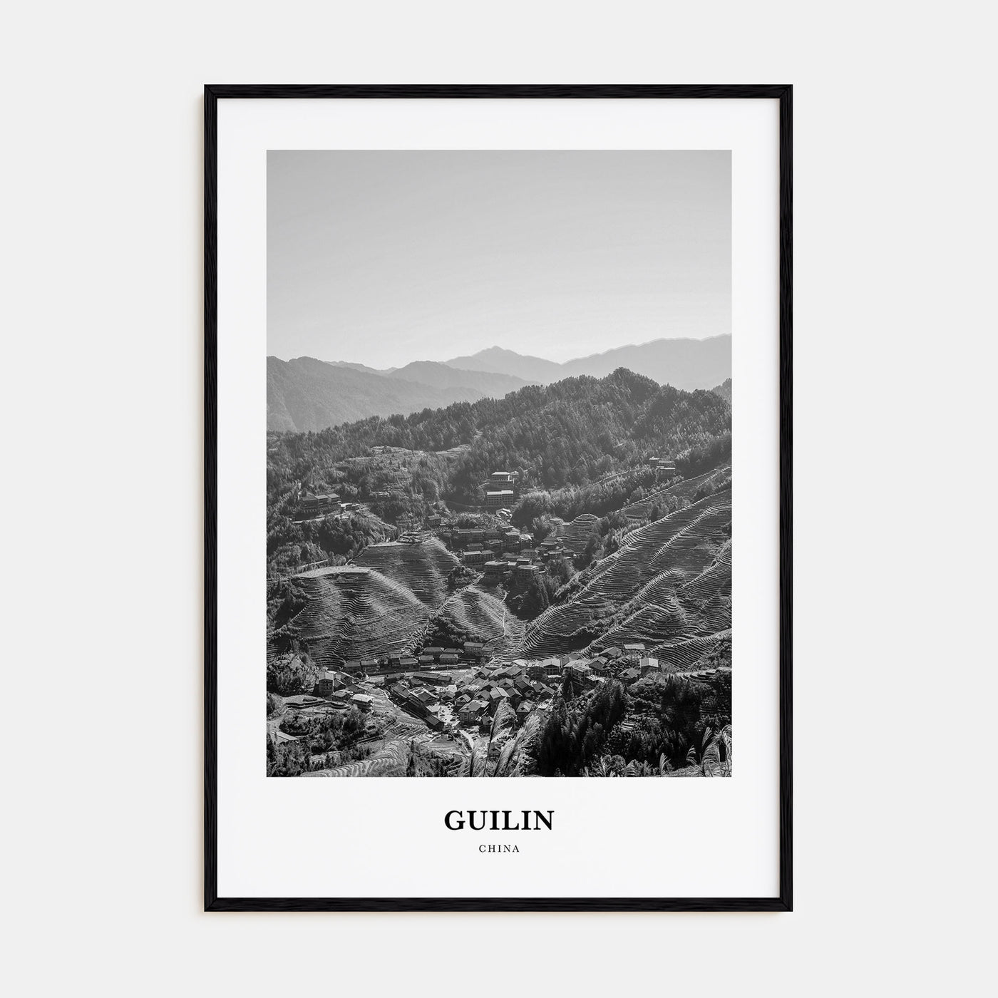 Guilin Portrait B&W Poster