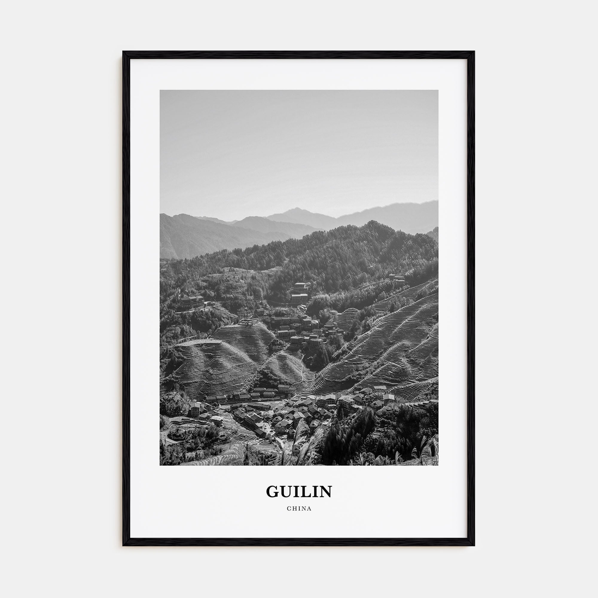 Guilin Portrait B&W Poster