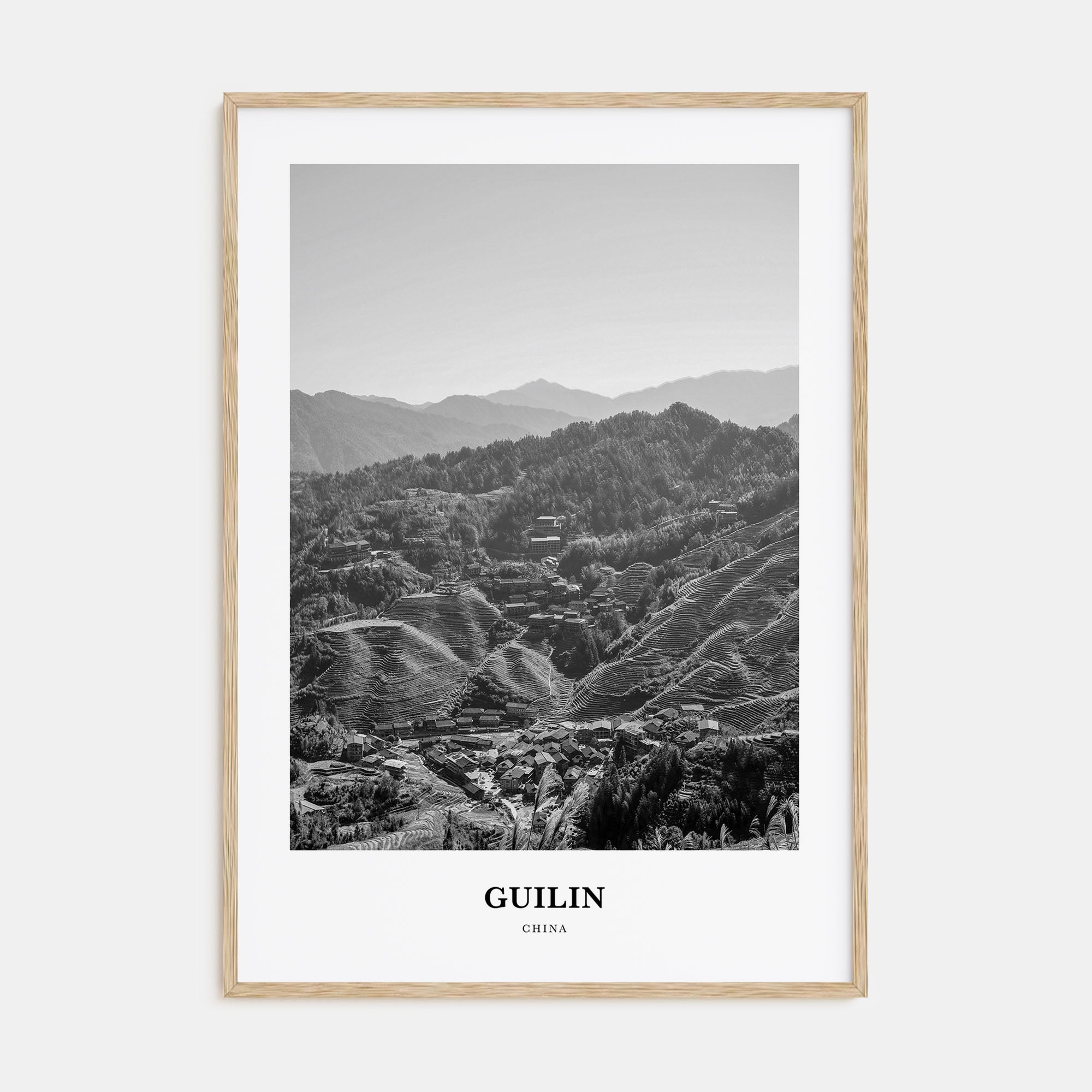 Guilin Portrait B&W Poster