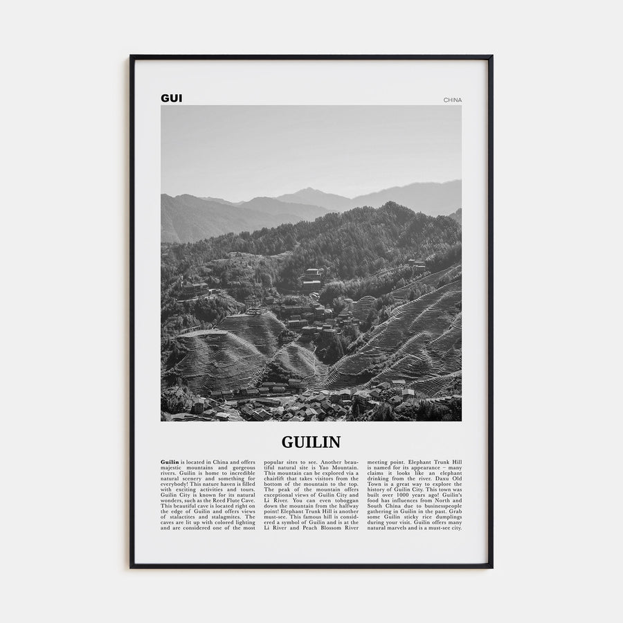 Guilin Travel B&W Poster