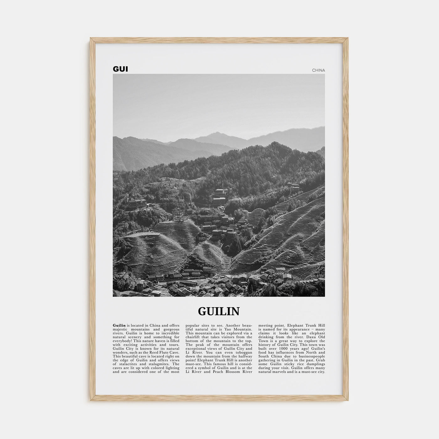 Guilin Travel B&W Poster