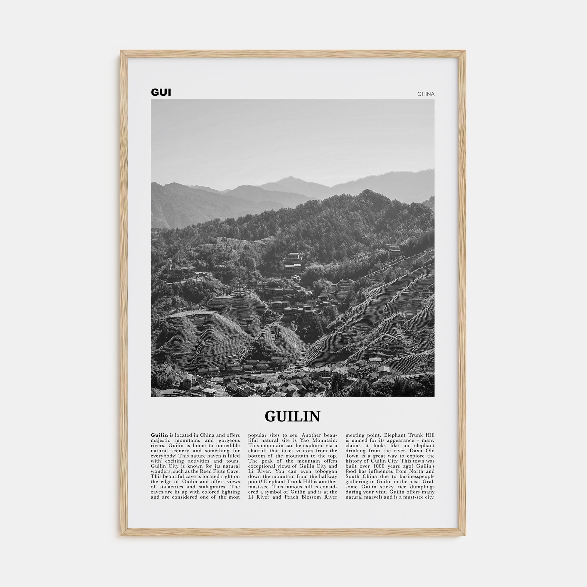 Guilin Travel B&W Poster