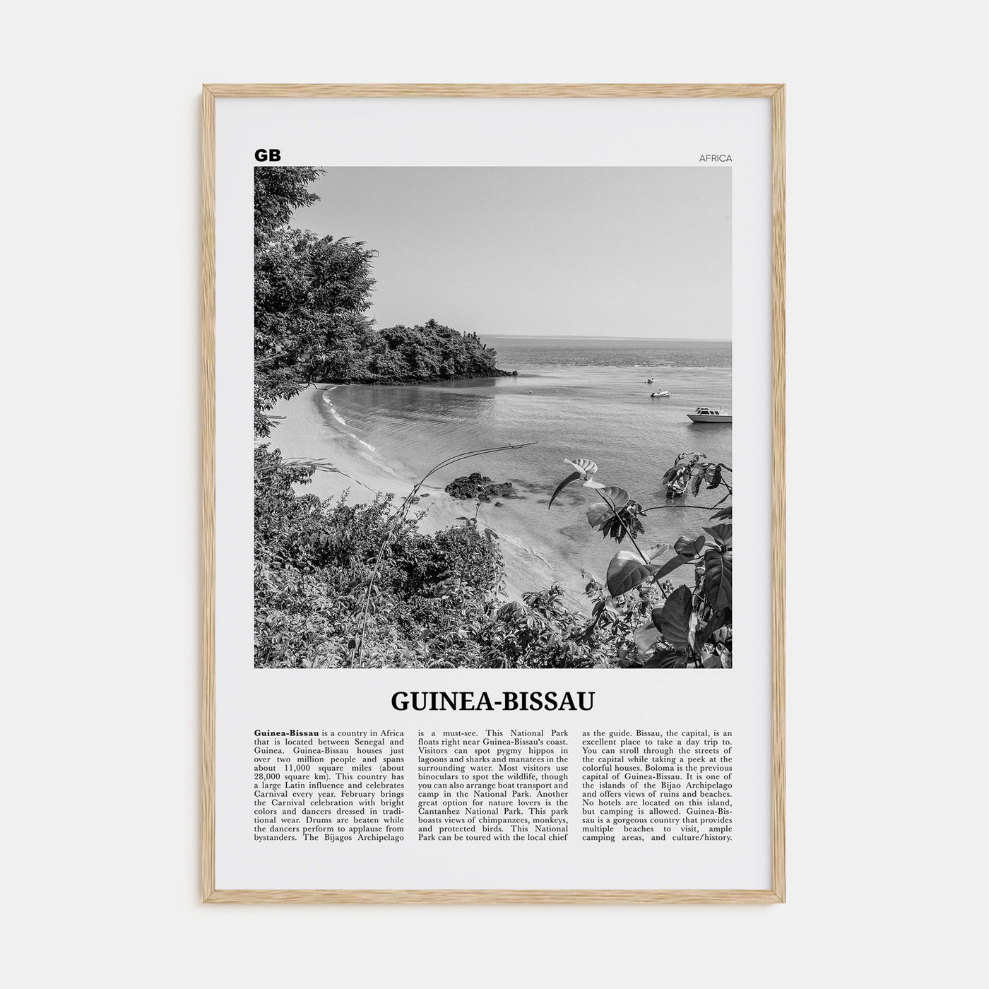 Guinea-Bissau Travel B&W Poster