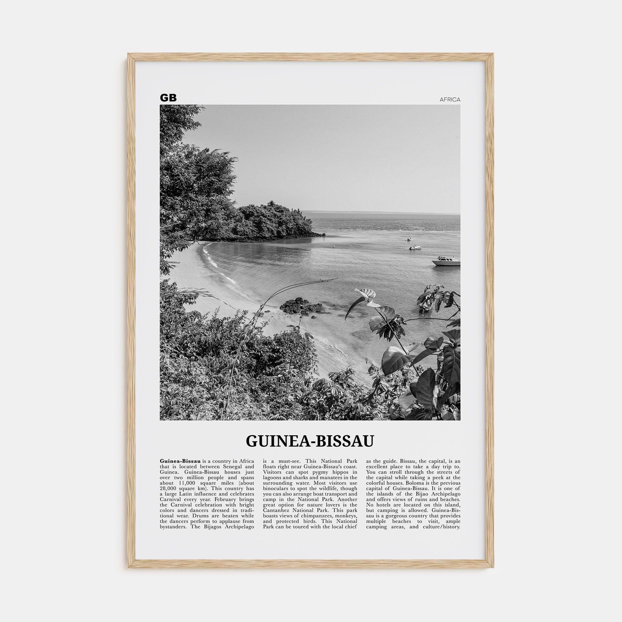 Guinea-Bissau Travel B&W Poster