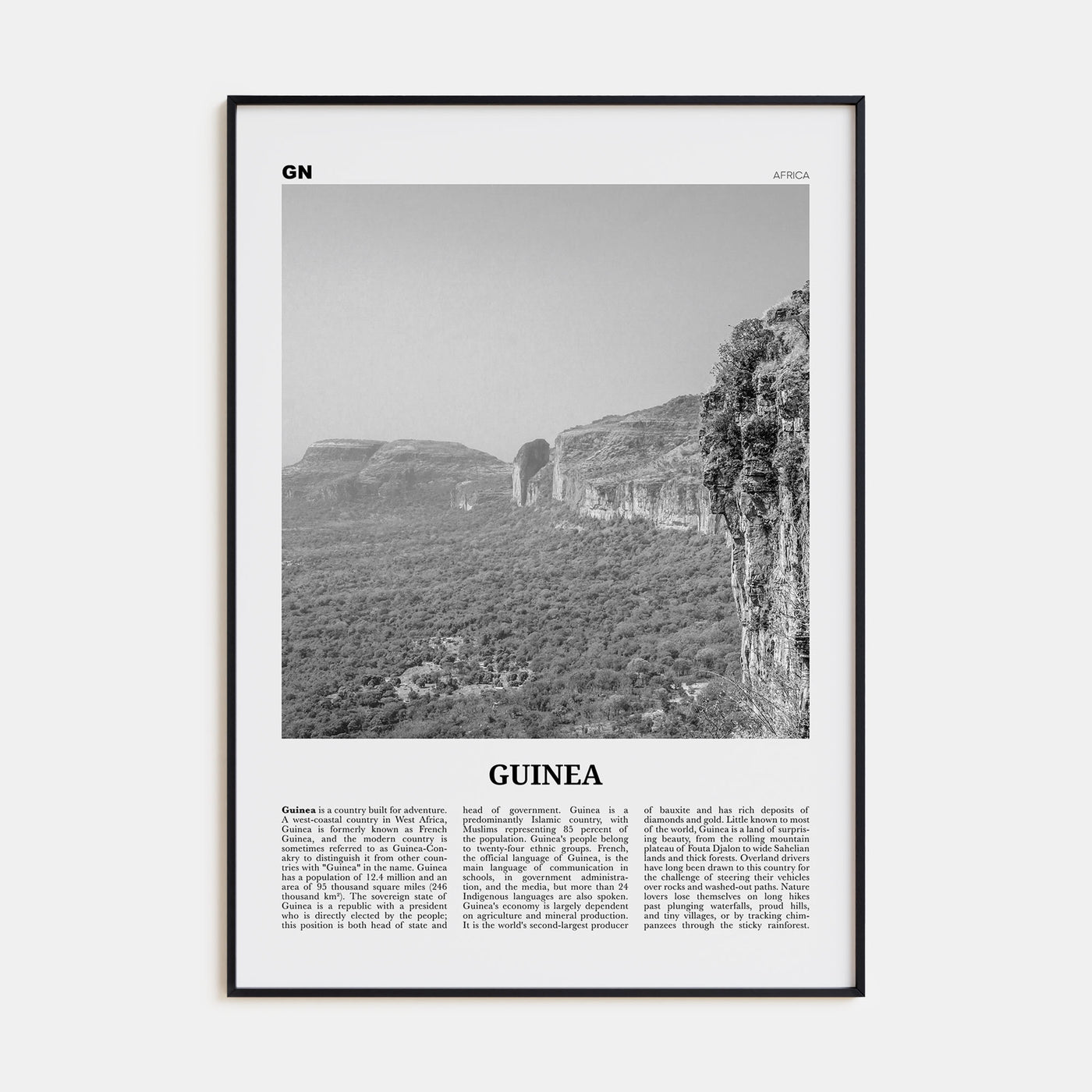 Guinea Travel B&W Poster