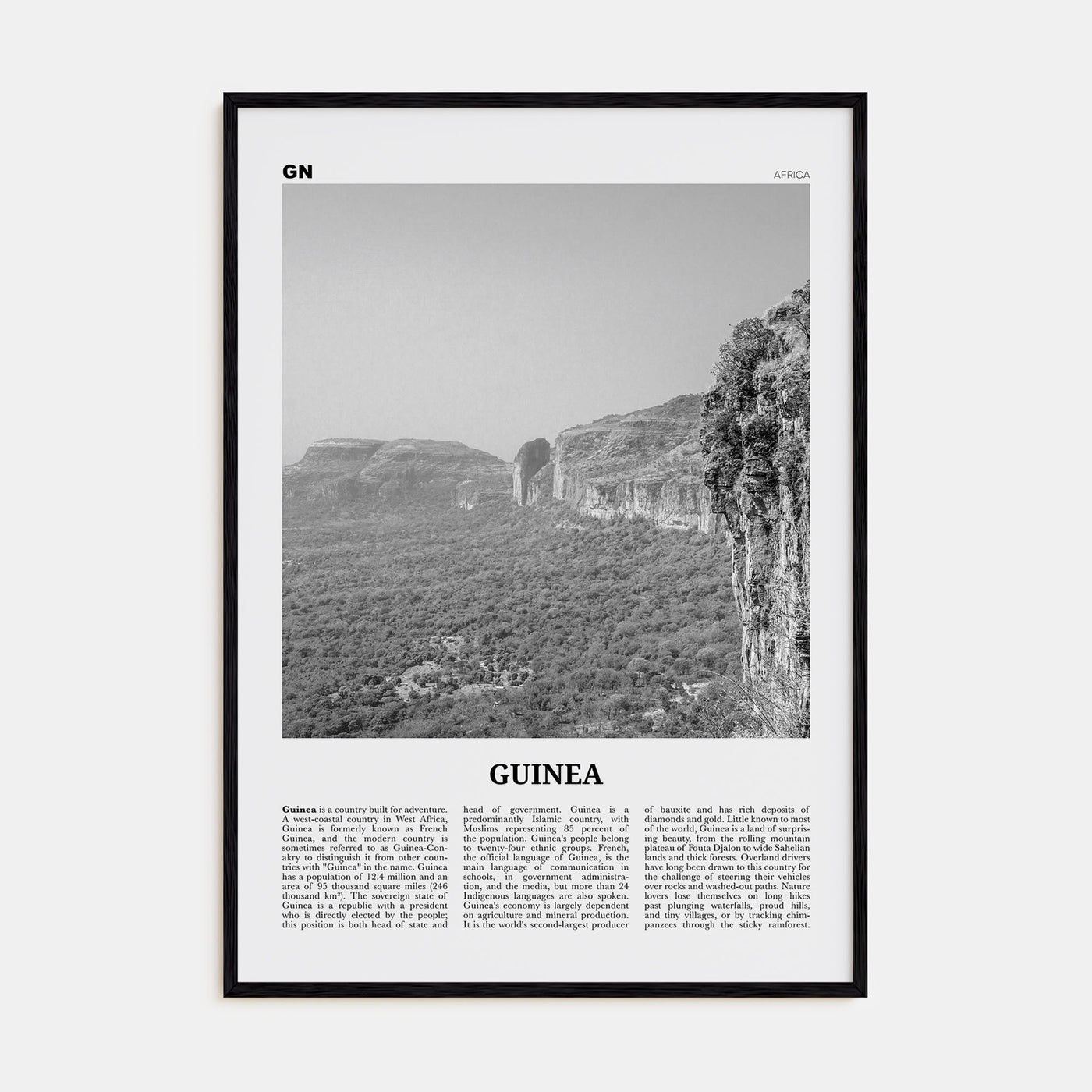 Guinea Travel B&W Poster