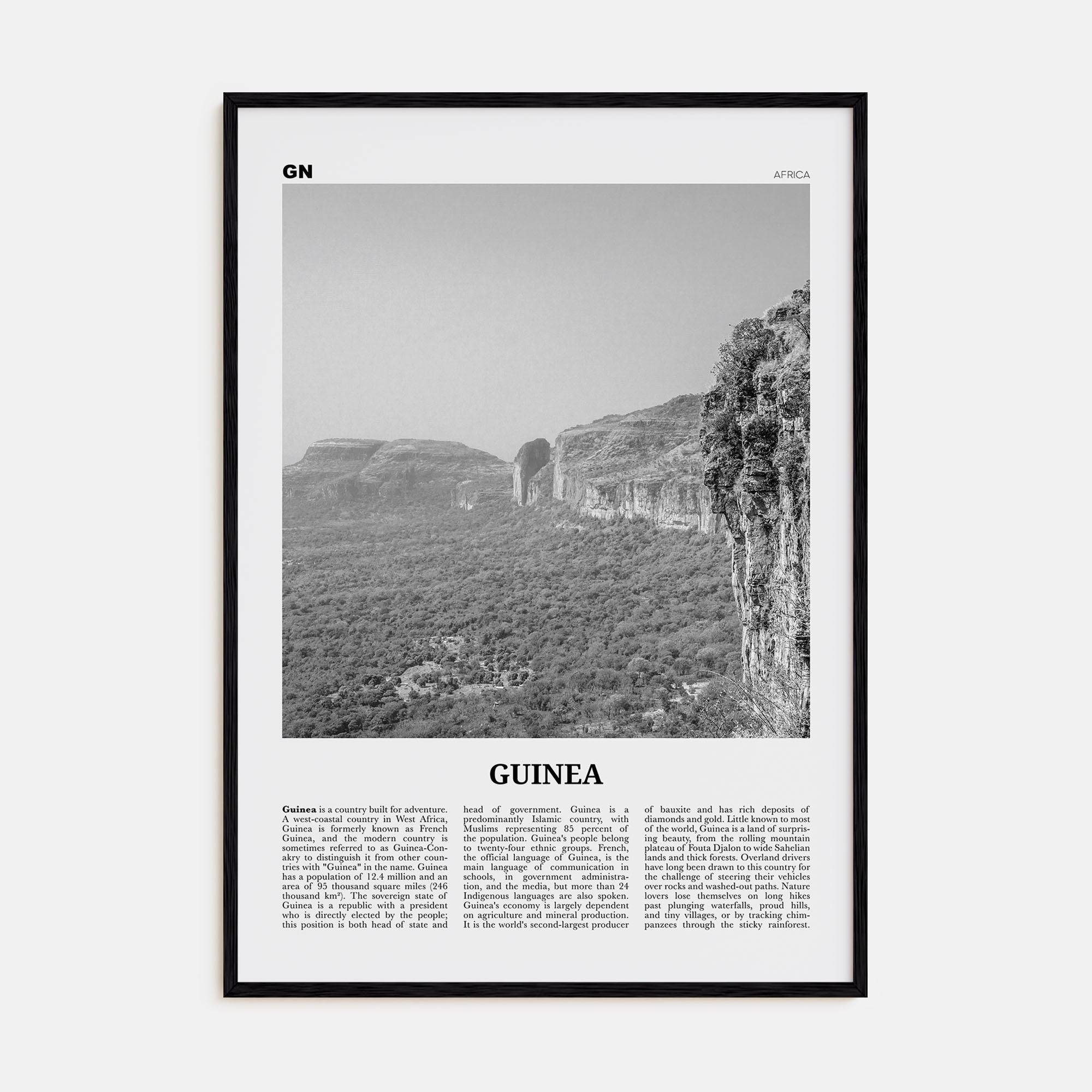Guinea Travel B&W Poster