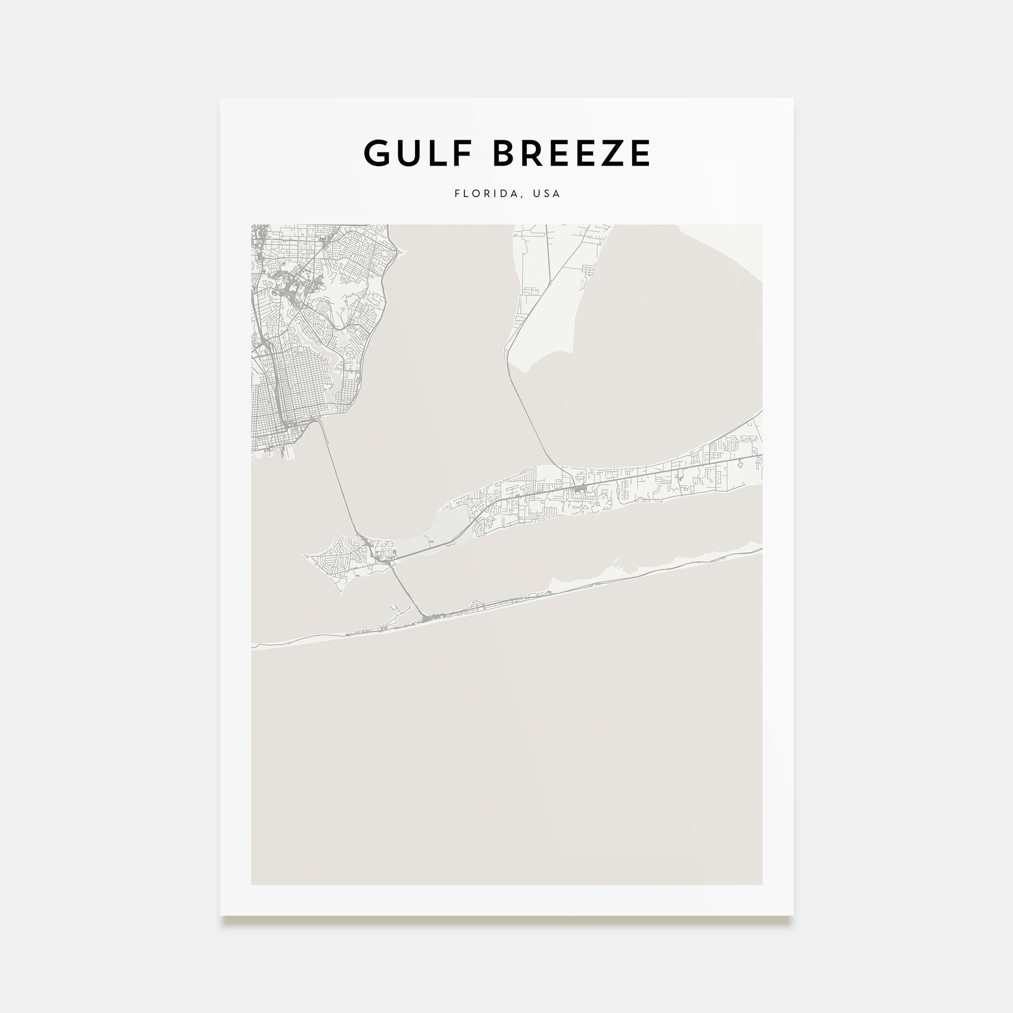 Gulf Breeze Map Portrait Poster