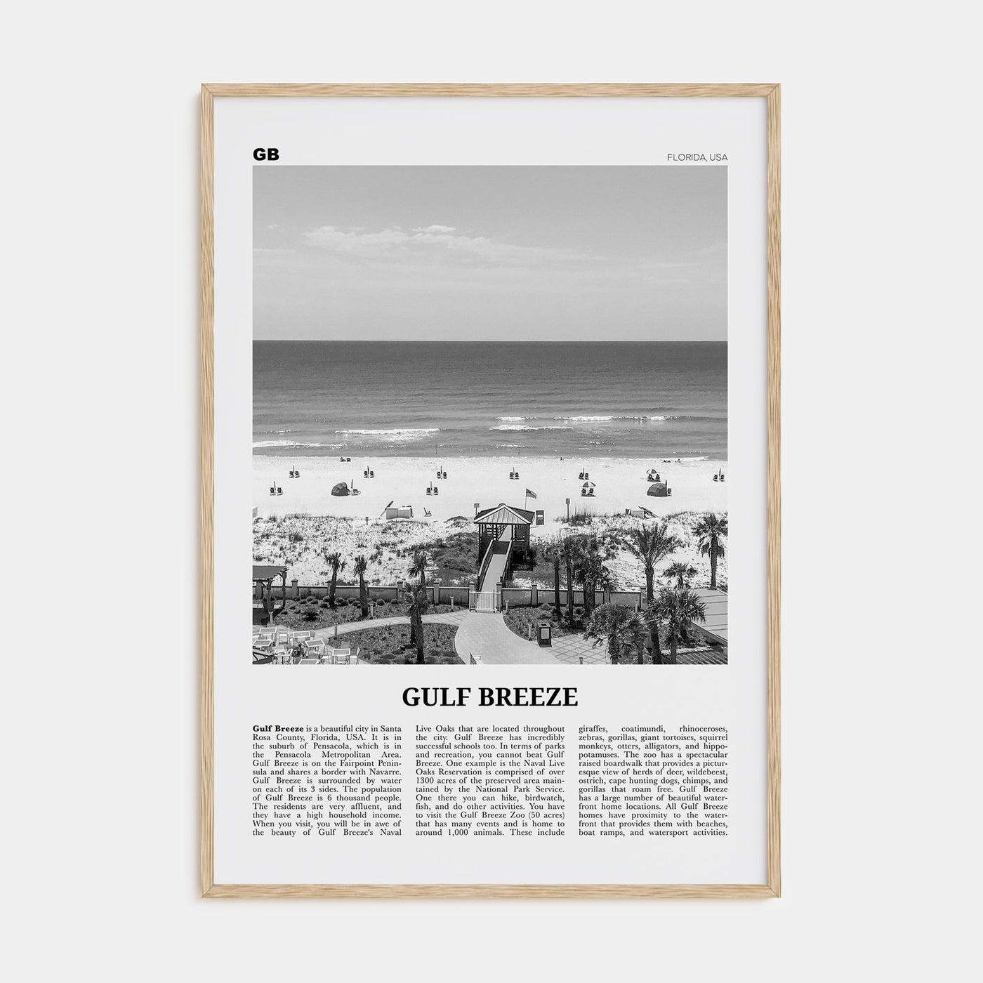 Gulf Breeze Travel B&W Poster
