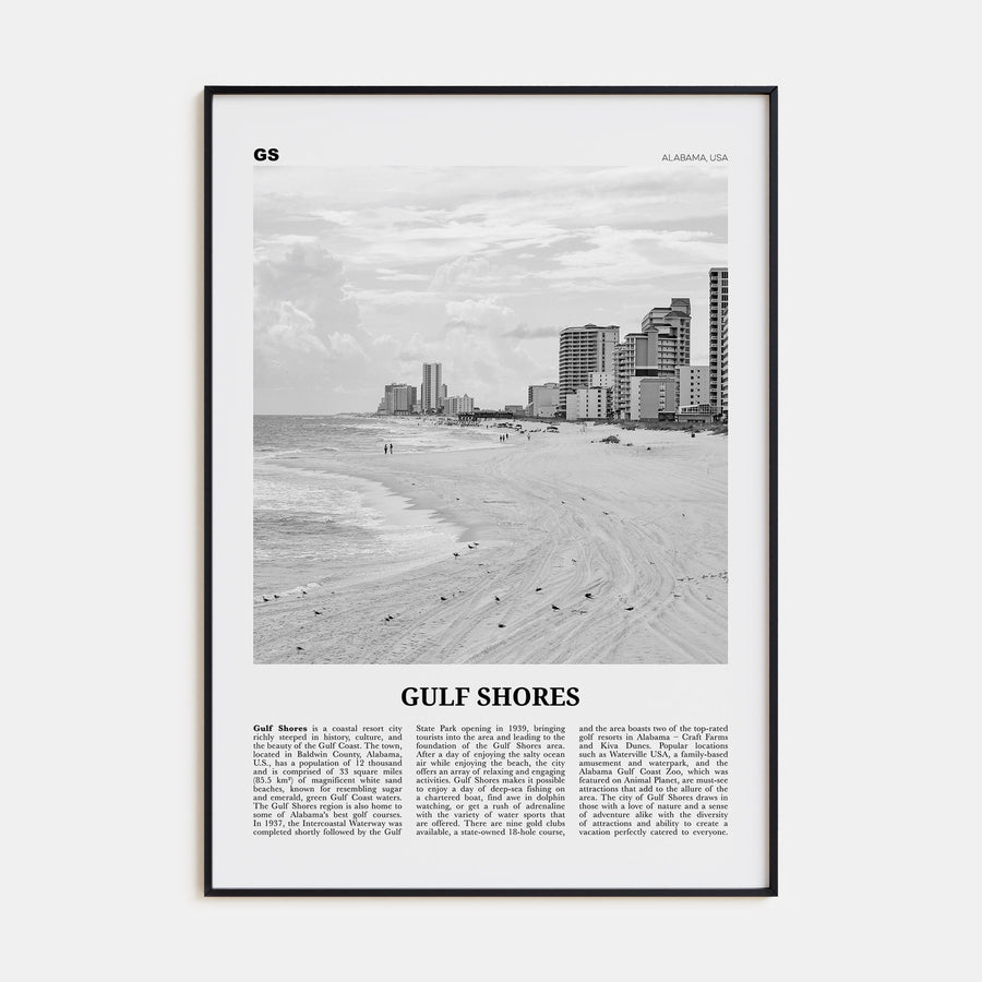 Gulf Shores Travel B&W Poster