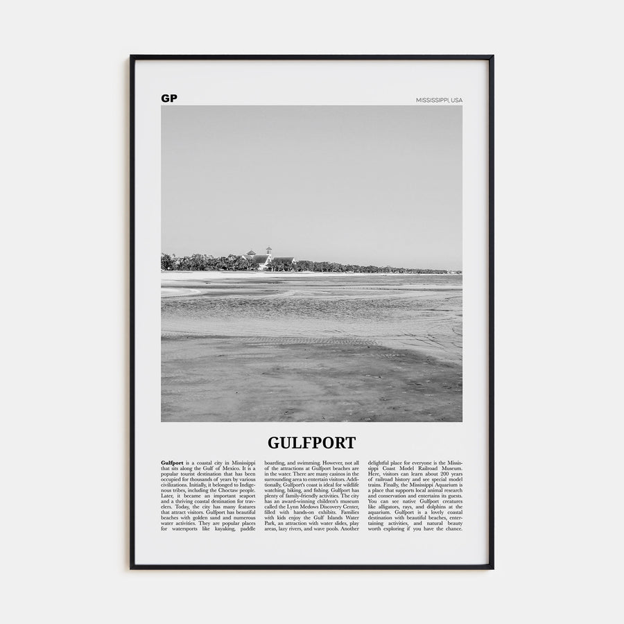 Gulfport Travel B&W Poster