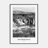 Gullfoss Falls Portrait B&W Poster