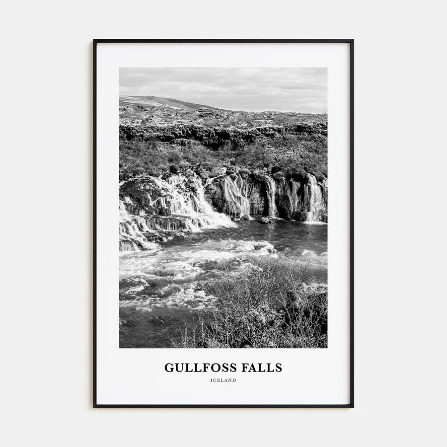 Gullfoss Falls Portrait B&W Poster