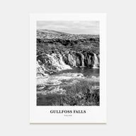 Gullfoss Falls Portrait B&W Poster