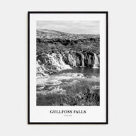 Gullfoss Falls Portrait B&W Poster